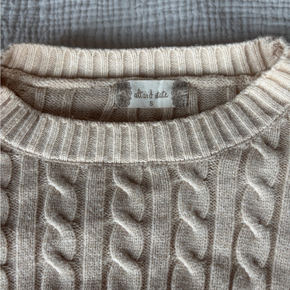 Altar'd State Cream Cable Knit Sweater